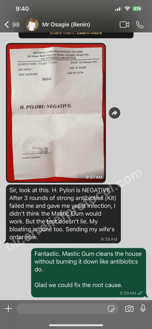 Mr Osagie's whatsapp review